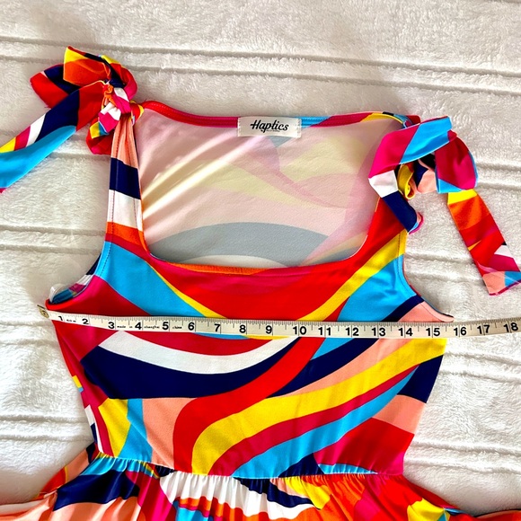 NWOT Haptics By Holly Harper Sleeveless w/ Bows Red Yellow Women’s Dress Sz S-M - Picture 6 of 14